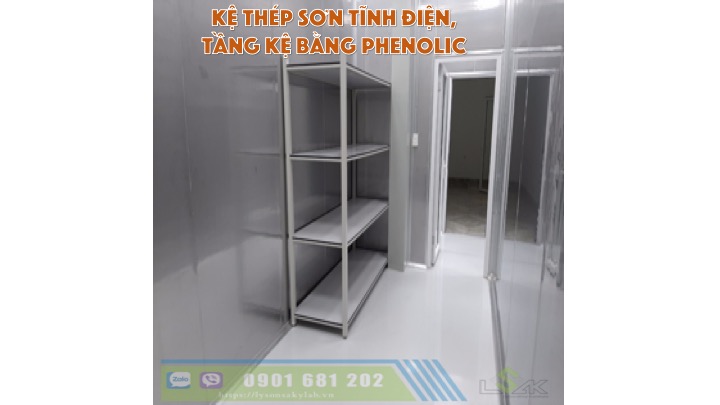 Kệ thép sơn tĩnh điện, tầng kệ bằng Phenolic 