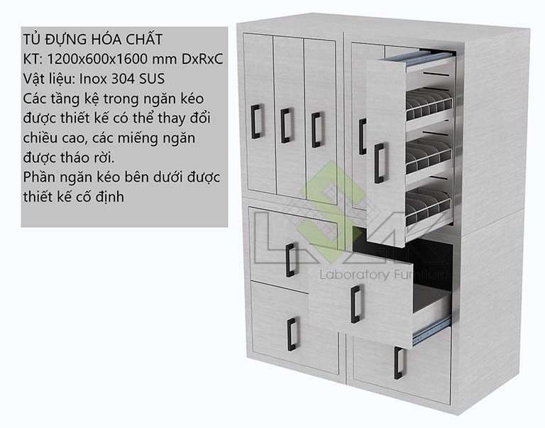 tủ đựng hóa chất 1200x1600x1600mm