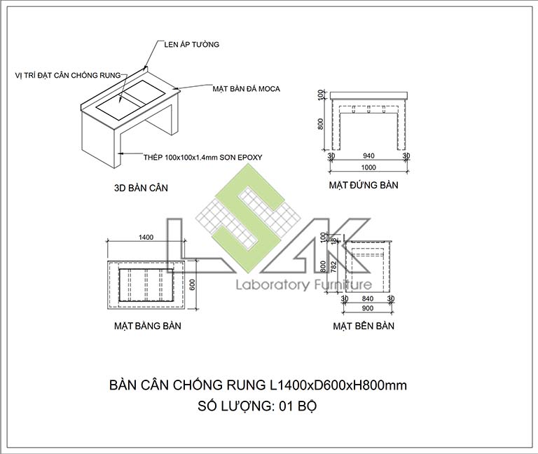 Bàn cân chống rung 2 vị trí bằng đá thi công thực tế