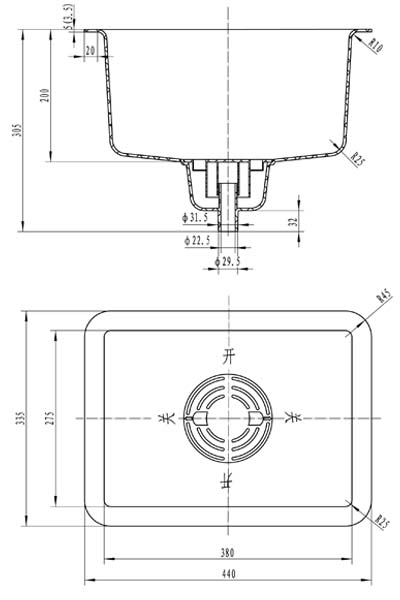 Chậu rửa hóa chất phòng thí nghiệm WJH0357A