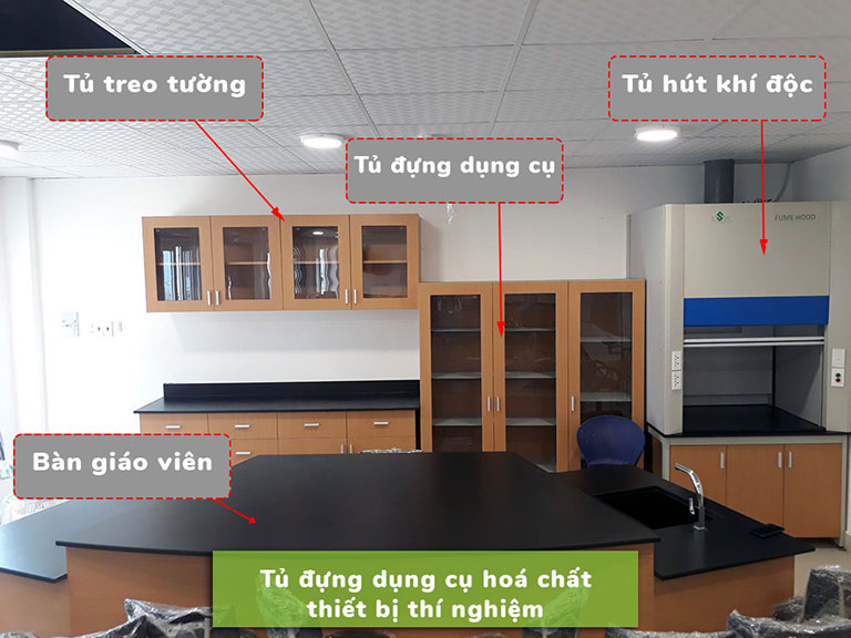 Tủ đựng dụng cụ hóa chất thiết bị thí nghiệm trường học