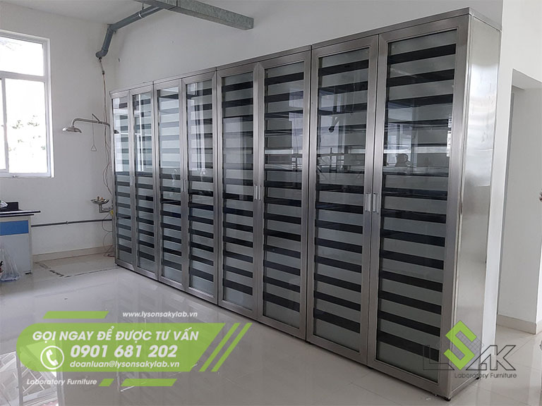 Tủ lưu mẫu nhiều ngăn vật liệu inox 304 phòng thí nghiệm Công ty sản xuất mực in Great World Ink