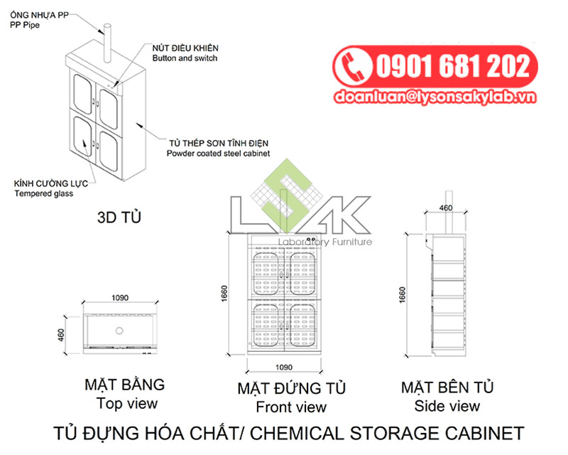 Bản vẽ tủ đựng hoá chất / chemical storage cabinet