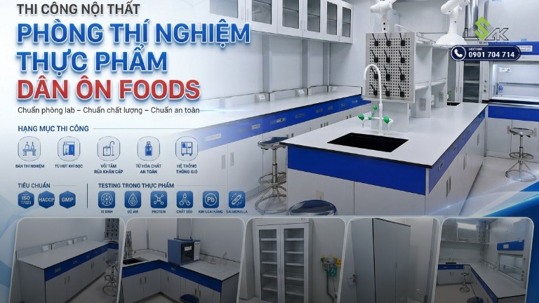ban giao noi that phong thi nghiem cho nha may thuc pham dan on