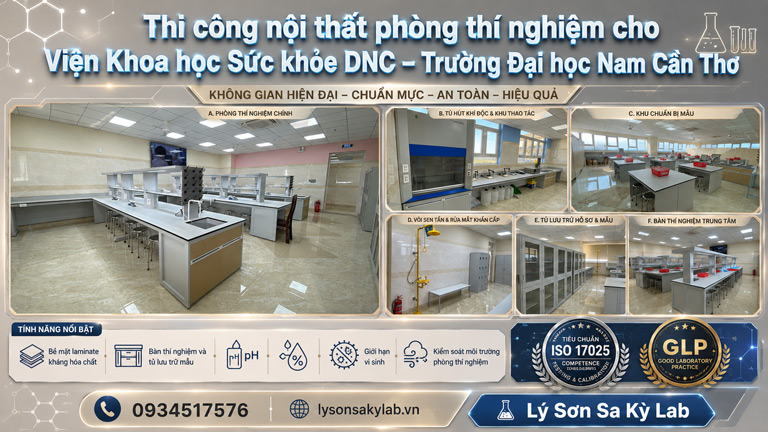 Thi công nội thất phòng thí nghiệm Viện nghiên cứu sức khỏe DNC Đại học Nam Cần Thơ
