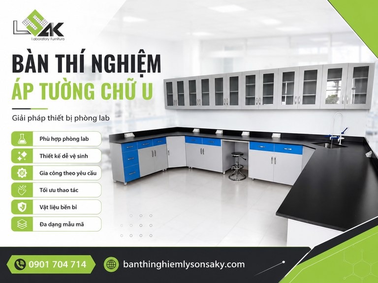 Bàn thí nghiệm áp tường chữ U