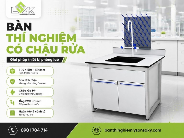 Bàn thí nghiệm có chậu rửa