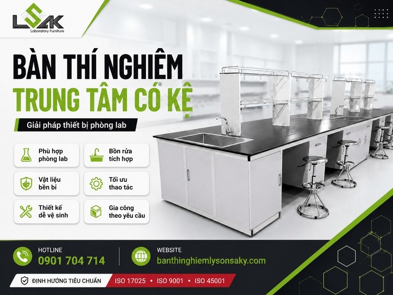 Bàn thí nghiệm trung tâm có kệ