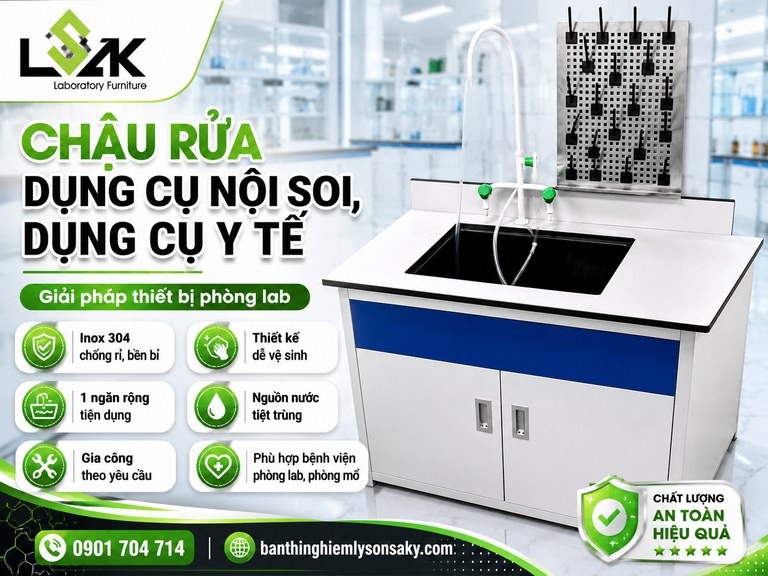 Chậu rửa dụng cụ nội soi, dụng cụ y tế
