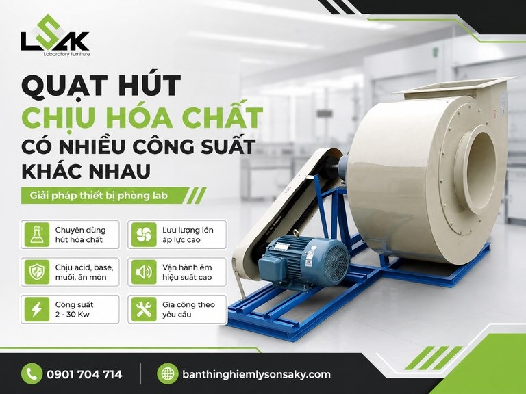 Quạt hút chịu hóa chất có nhiều công suất khác nhau