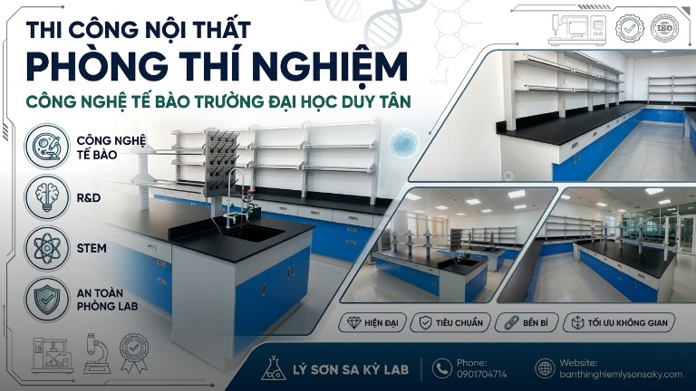 thi cong noi that phong thi nghiem cong nghe te bao va sinh hoc duoc tai truong dai hoc duy tan