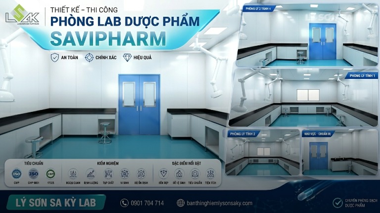 thiet ke phong lab duoc pham savipharm