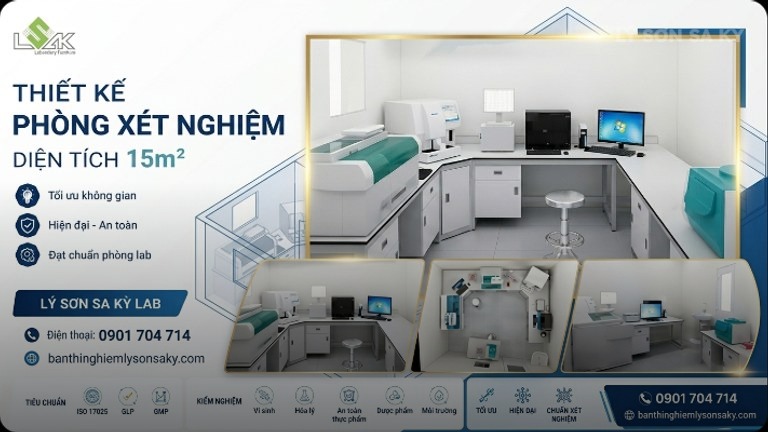 thiet ke phong xet nghiem dien tich 15m2