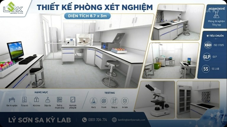 thiet ke phong xet nghiem dien tich 8 7x3m