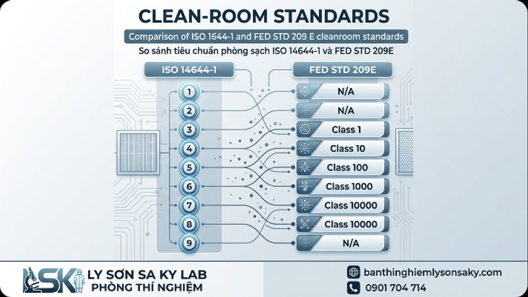 so sanh tieu chuan phong sach iso 1644 1 va fed std 209 e
