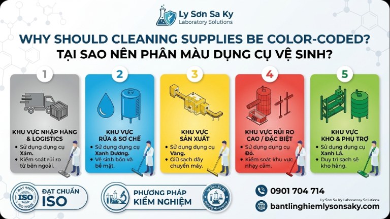 tai sao dung cu ve sinh nen phan loai mau sac