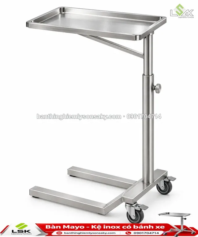 Bàn Mayo - Kệ inox có bánh xe thi công thực tế
