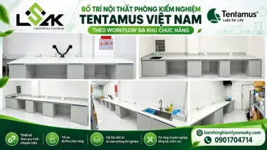 Bố trí nội thất phòng kiểm nghiệm Tentamus Việt Nam theo workflow đa khu chức năng