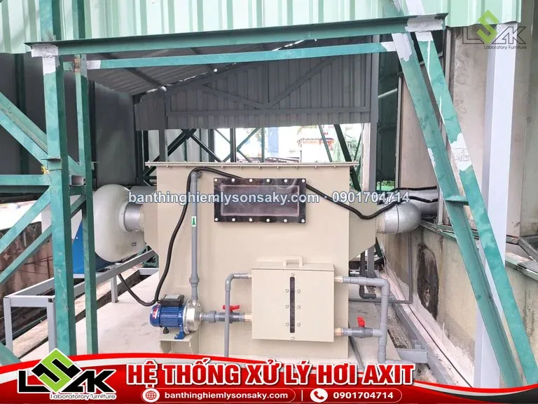 Hệ thống xử lý hơi axit thi công thực tế
