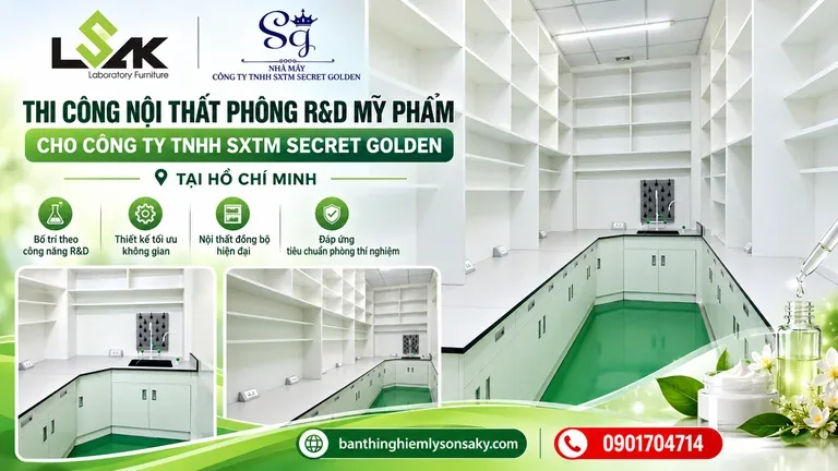 Thi công nội thất phòng R&D mỹ phẩm cho Công ty TNHH SXTM Secret Golden tại Hồ Chí Minh