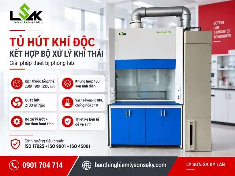 Tủ hút khí độc kết hợp bộ xử lý khí thải